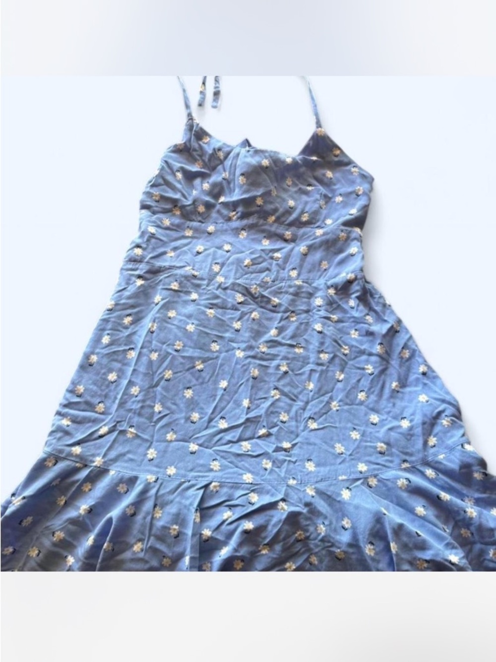 wild fable Blue Daisy Print halter tie back Dress